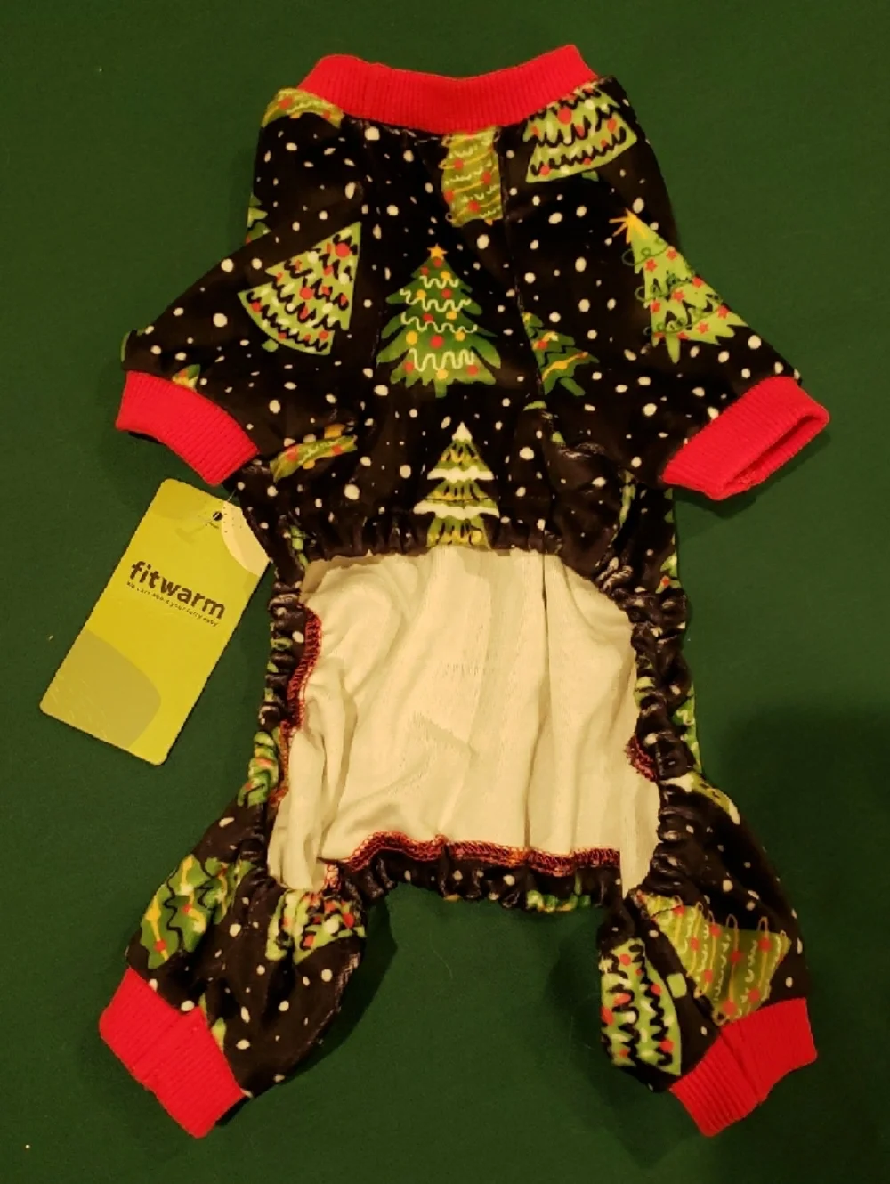 Dog Outfit with Christmas Tree Pattern